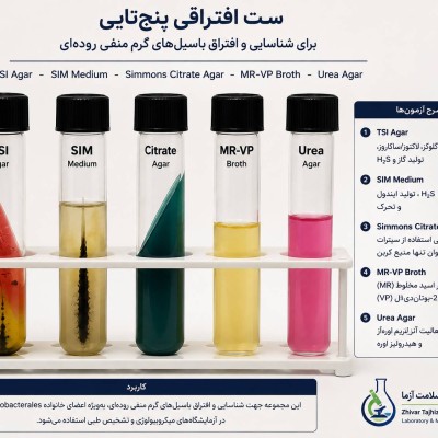ست پنج تایی افتراقی شامل  TSI , SIM , Simmon,MR , VP , Urea